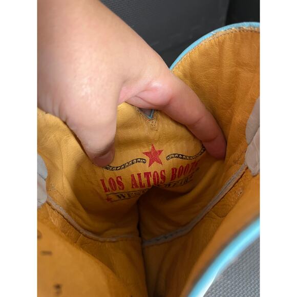 Los Altos Ostrich Cowboy Boots Light Blue Western Womens Size 9.5 Rodeo Leather - Picture 8 of 9